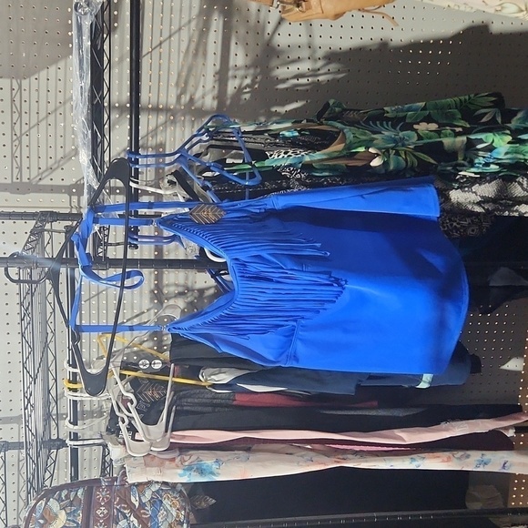Joe Boxer Electric Blue Fringe Top Bathing Suit 3X - Picture 1 of 7